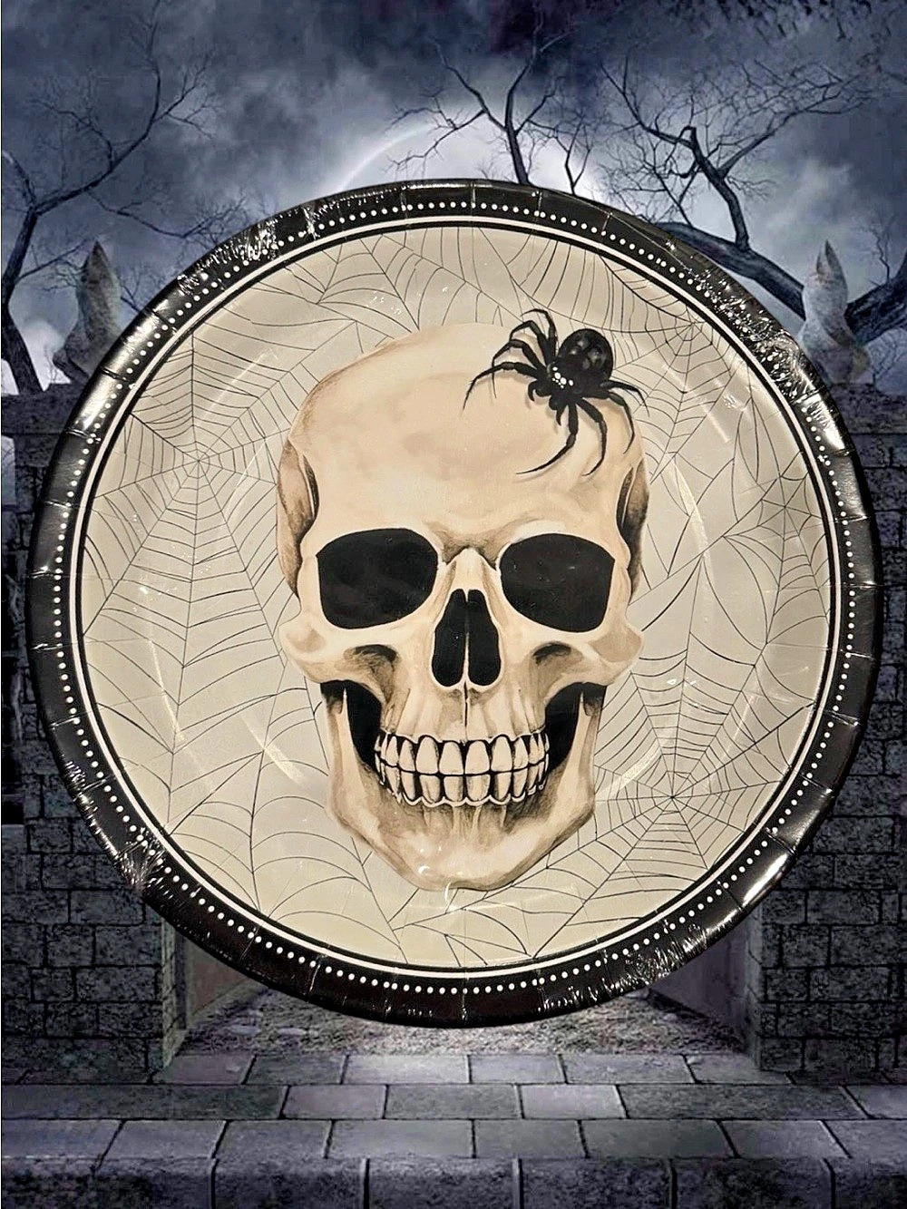 $3 Add-on | Skull Paper Plates Halloween Party Accessories